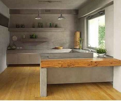 mueble de cocina en melamina cemento