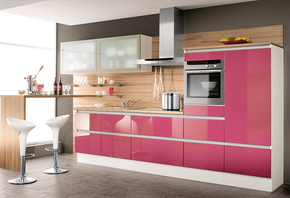 mueble de cocina con color rosado fuerte