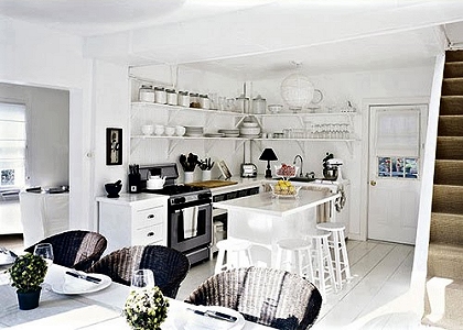 mueble de cocina blanco con estanterias