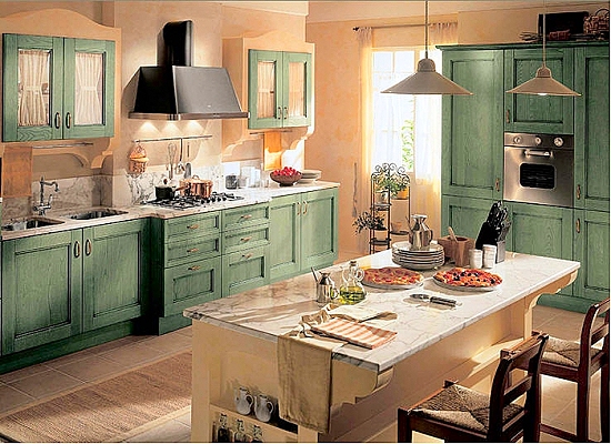 mueble de cocina estilo rustico madera verde